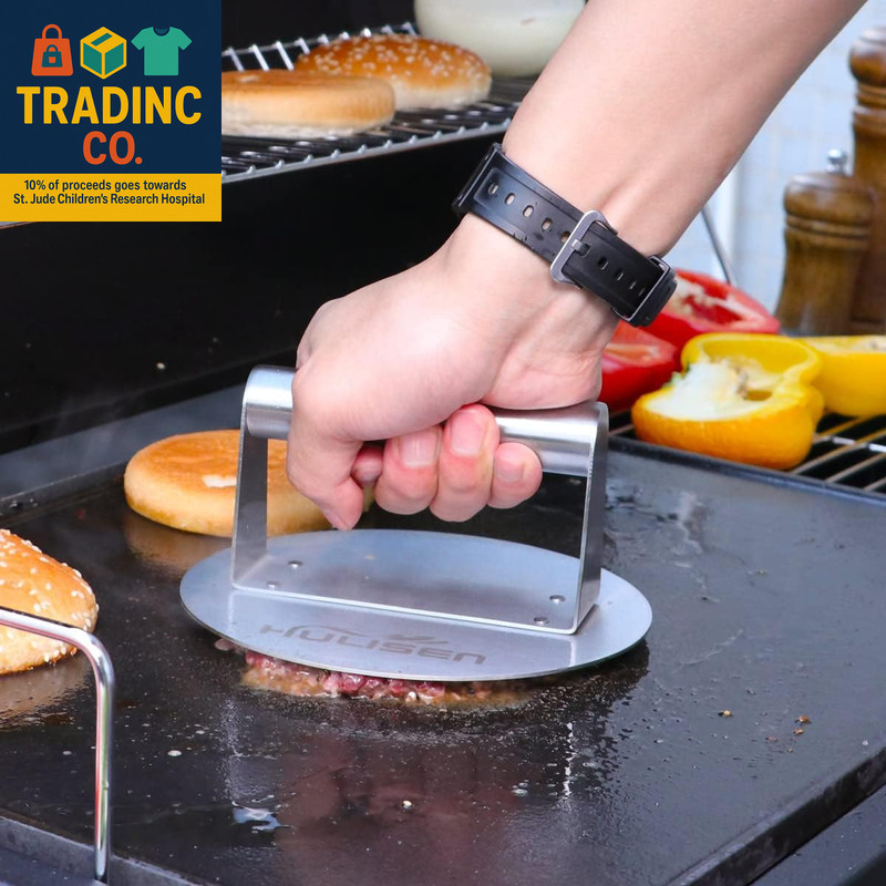 Stainless Steel Burger Press, 6.2 Inch round Burger Smasher, Professional Griddl gallery