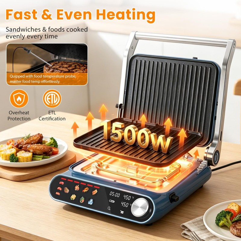 Taylor Swoden 7-in-1 Panini Press Sandwich Maker, 1500W Electric Indoor Grill... gallery