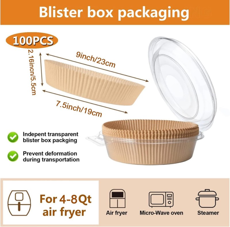 Air Fryer Liner Round,100PCS 7.9 inch to 9 Baking 7.9inch, Round-100PCS gallery