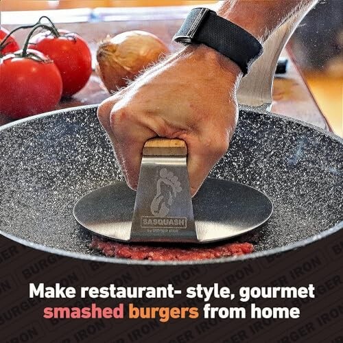 Stainless Steel Burger Smasher Press 6" Heavy Duty Stovetop Grill Smashers Comme gallery