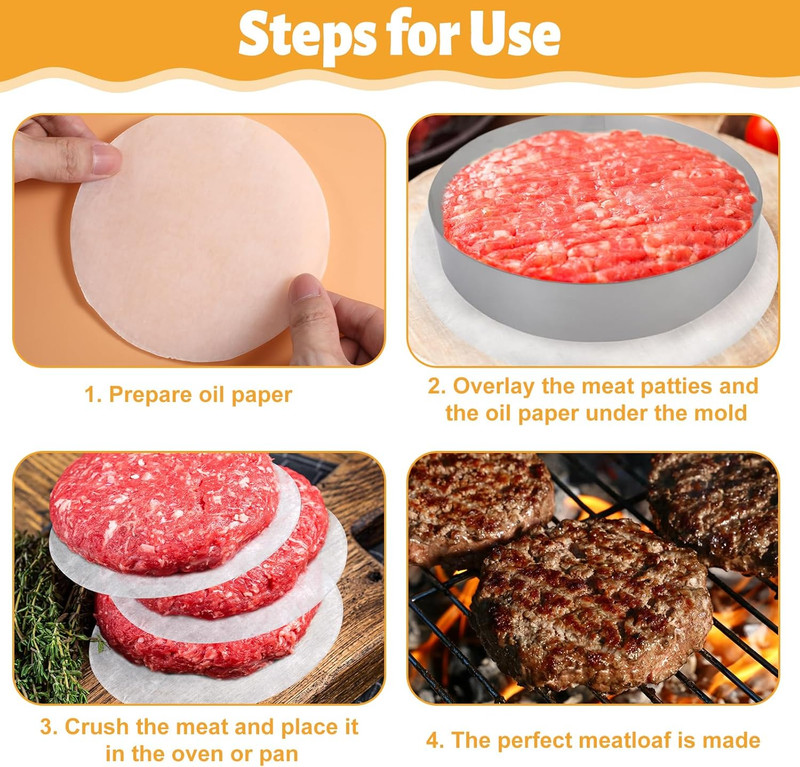 500 Pcs 5 Inches Burger Patty Paper Round, Non Stick Hamburger Paper Pad, Burger gallery