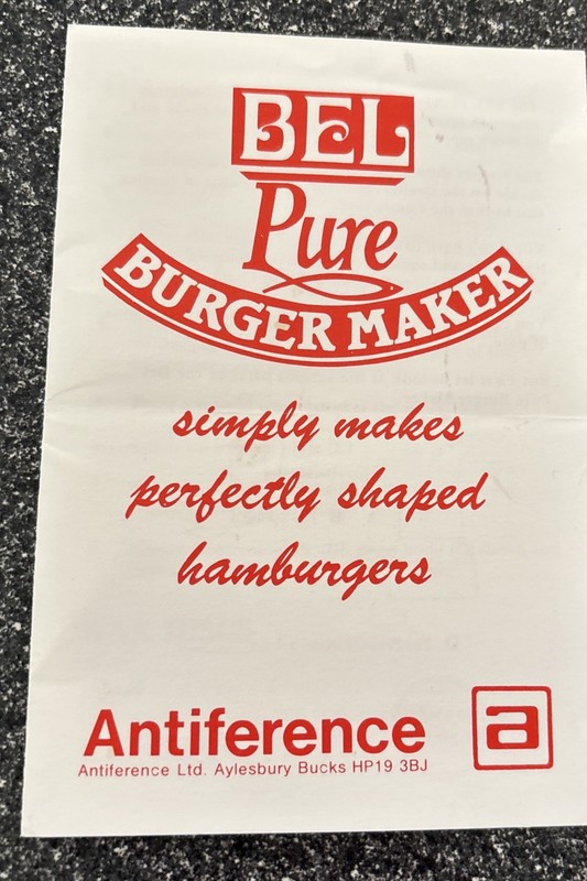 Vintage Bel Pure Burger Maker To Make Perfectly Shaped Hamburgers Preowned gallery