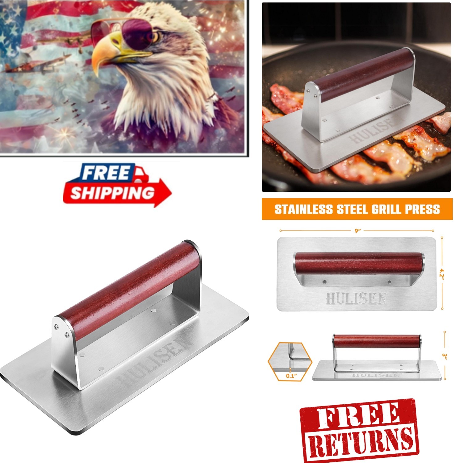 Durable 9 Inch Burger Press with Stay-Cool Handle - Ideal for Healthy Grilling gallery
