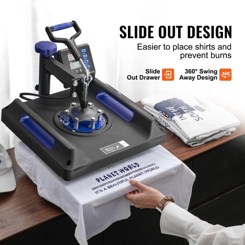 15x15in 8-Function Swing-Away Heat Press, 30oz Tumbler Support, Teflon, Digital gallery