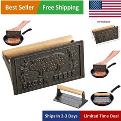 Durable Cast Iron Bacon Press — Flattens and Cooks Evenly for Perfect Meals