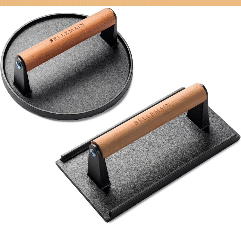 Bellemain Heavy-Duty Cast Iron Grill Press Set – Perfect Smash Burger Press gallery