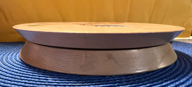 Vintage Wooden Hinged Hamburger Press with Label WALES Made in Japan & Roosters gallery