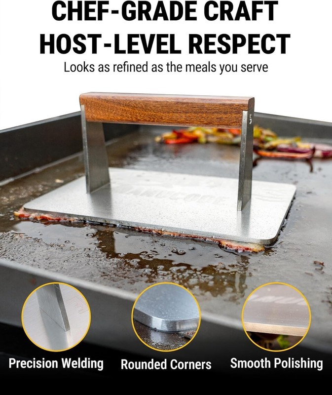 Durable 3.2 LB Bacon Press - Flat Bottom Design for Optimal Cooking Performance gallery