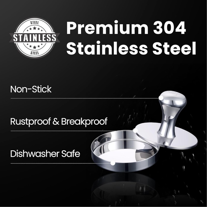 Ergonomic Smash Burger Press & Patty Maker - Mirror Polished & Dishwasher Safe gallery