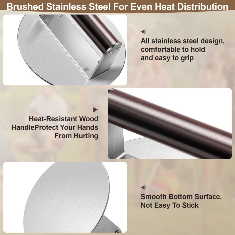 Stainless Steel Burger Press, 6.3" NonStick Hamburger Smasher Tool & Grill Pr... gallery