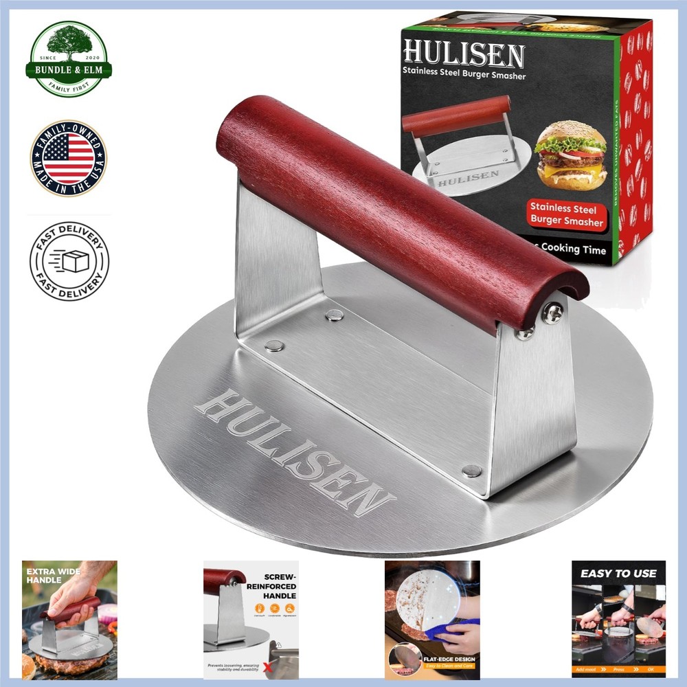 Stainless Steel Burger Press with Extra Wide Handle for Flat Top Griddle