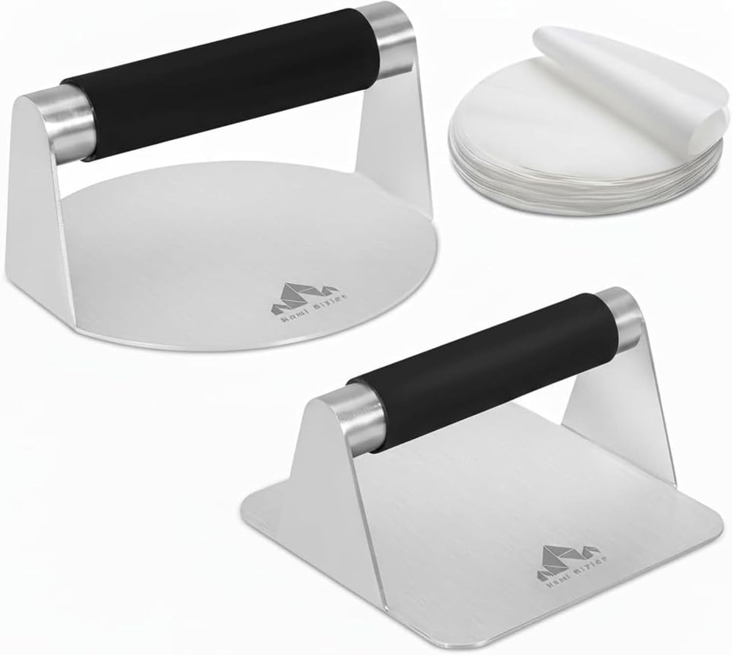 Stainless Steel Burger Press –5.5 Inch round and Square Meat Masher with Silicon gallery