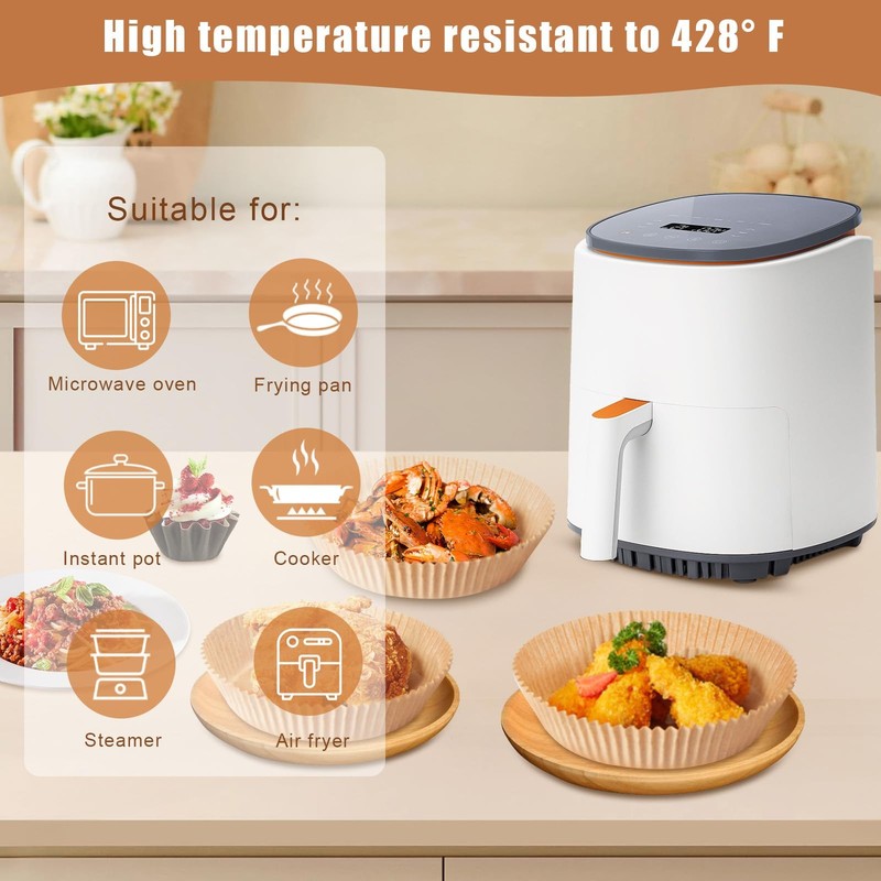 Air Fryer Liners Disposable, 100PCS Non-stick Disposable 6.3in-Round-100pcs gallery