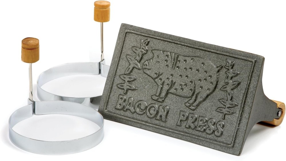 Bacon Press Egg Ring Set Cast Iron Grill Burger Ham Grilled Sandwiches Non Stick