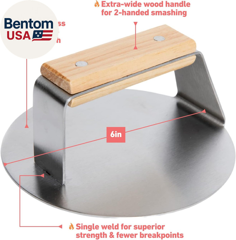 Sasquash Smash Burger Press, Heavy Duty Welded Meat Press Round, 6 Inch Stainles gallery