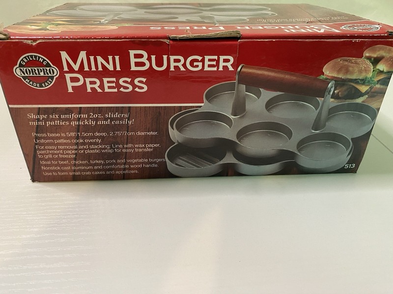 Norpro 6 Cavity Cast Aluminum 2 oz Mini Burger Press gallery