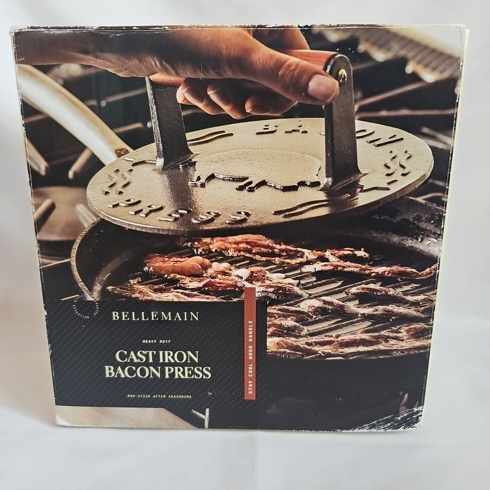 Bellemain Bacon Press 8.5-Inch Round | Heavy-duty Cast Iron Grill Press - NEW