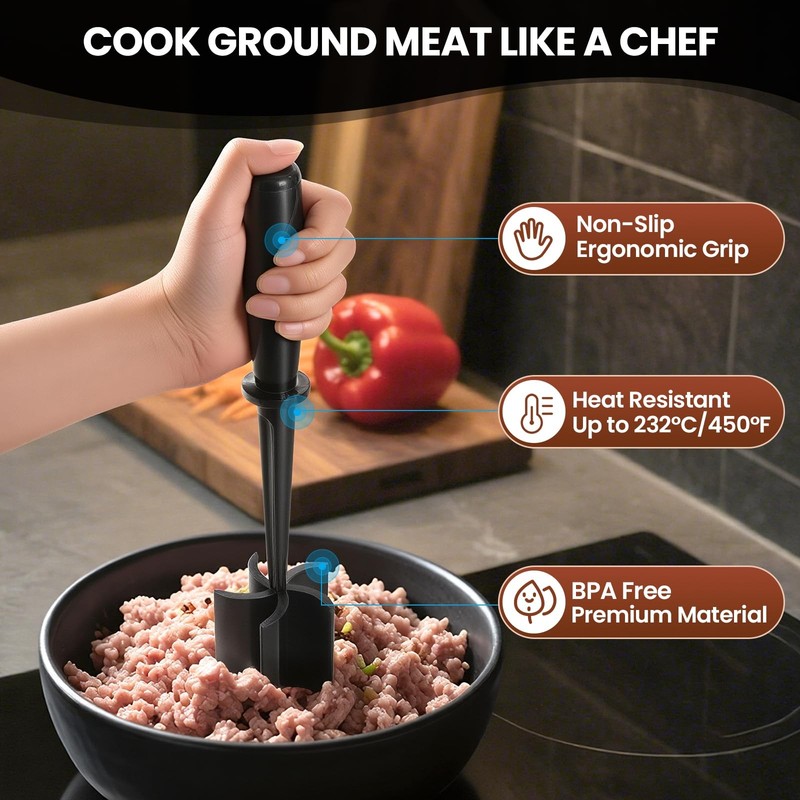 CUNSENR Premium Meat Chopper - 5 Curve Blade Ground Beef Original, Black gallery