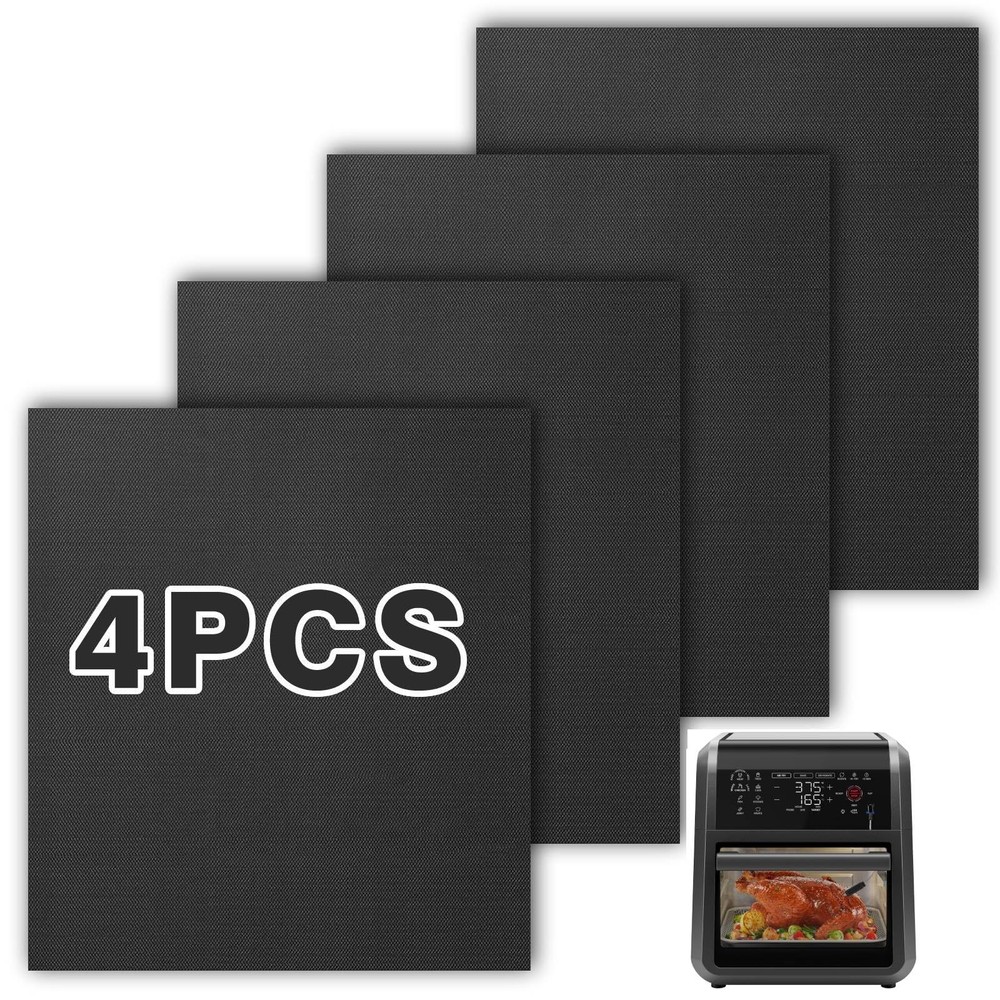 4 Pack for CHEFMAN 12Qt Air Fryer Liners, Heat 12.5 x 8.5 inches, Black