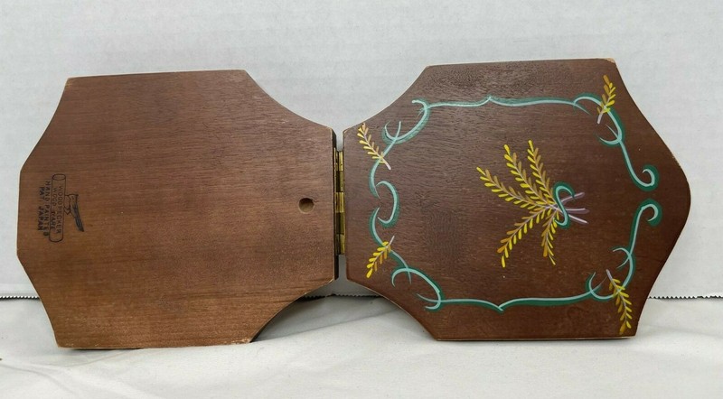 Vintage Wooden Hamburger Press MCM Wheat & Scrolls Japan Woodpecker Ware gallery