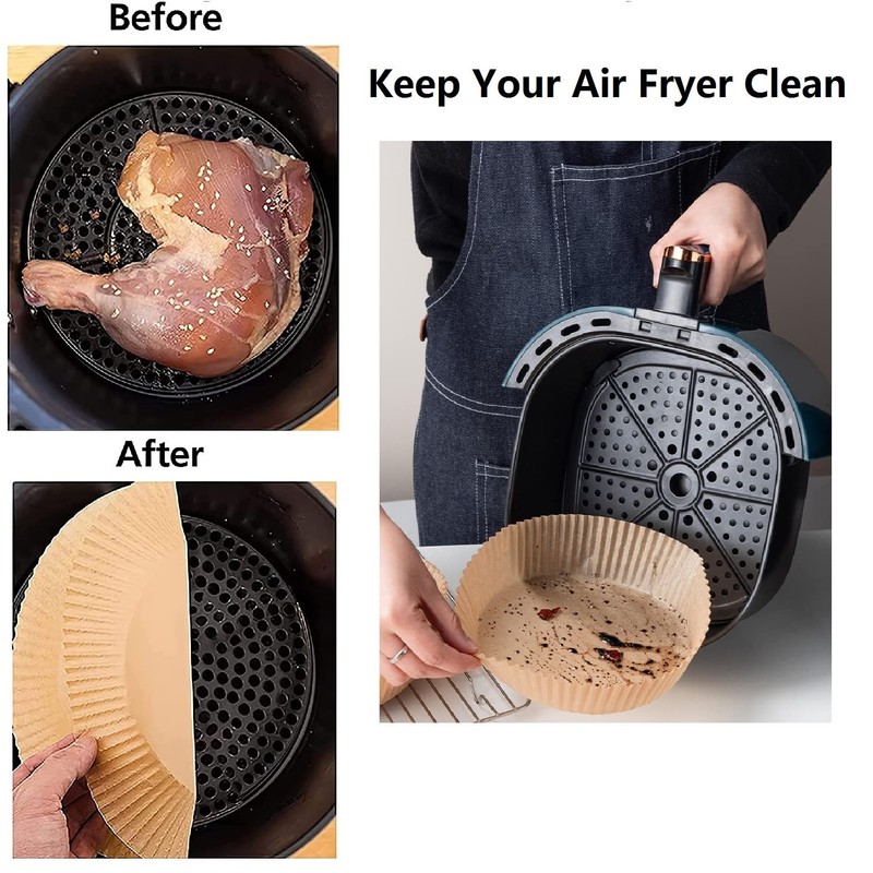 Air Fryer Paper Liners, 100PCS Non-stick Disposable Round-6.3"-100Pcs, gallery