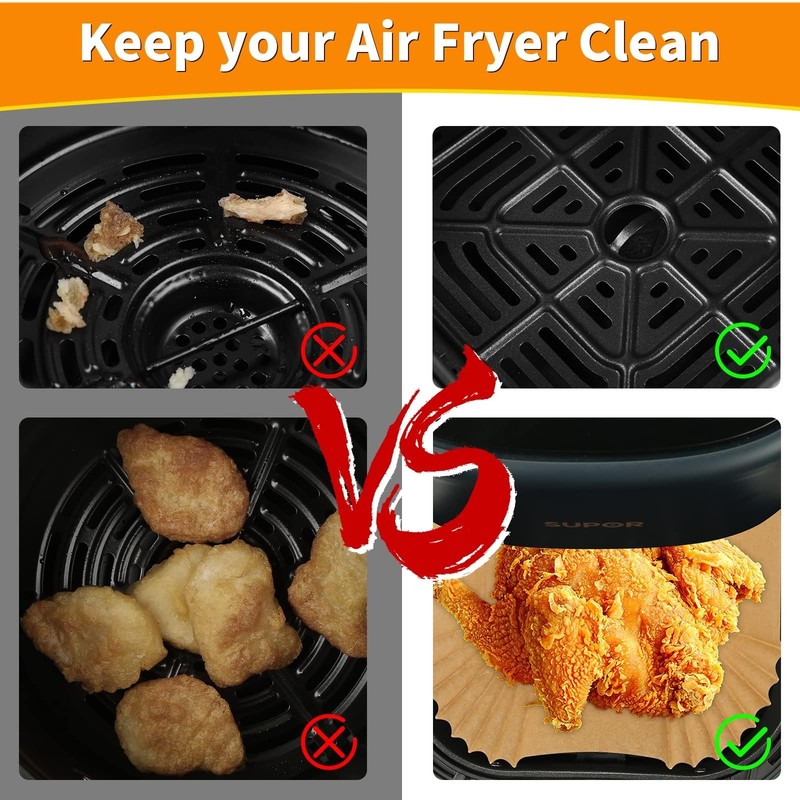 Air Fryer Liners Disposable 100PCs One Size, Square gallery