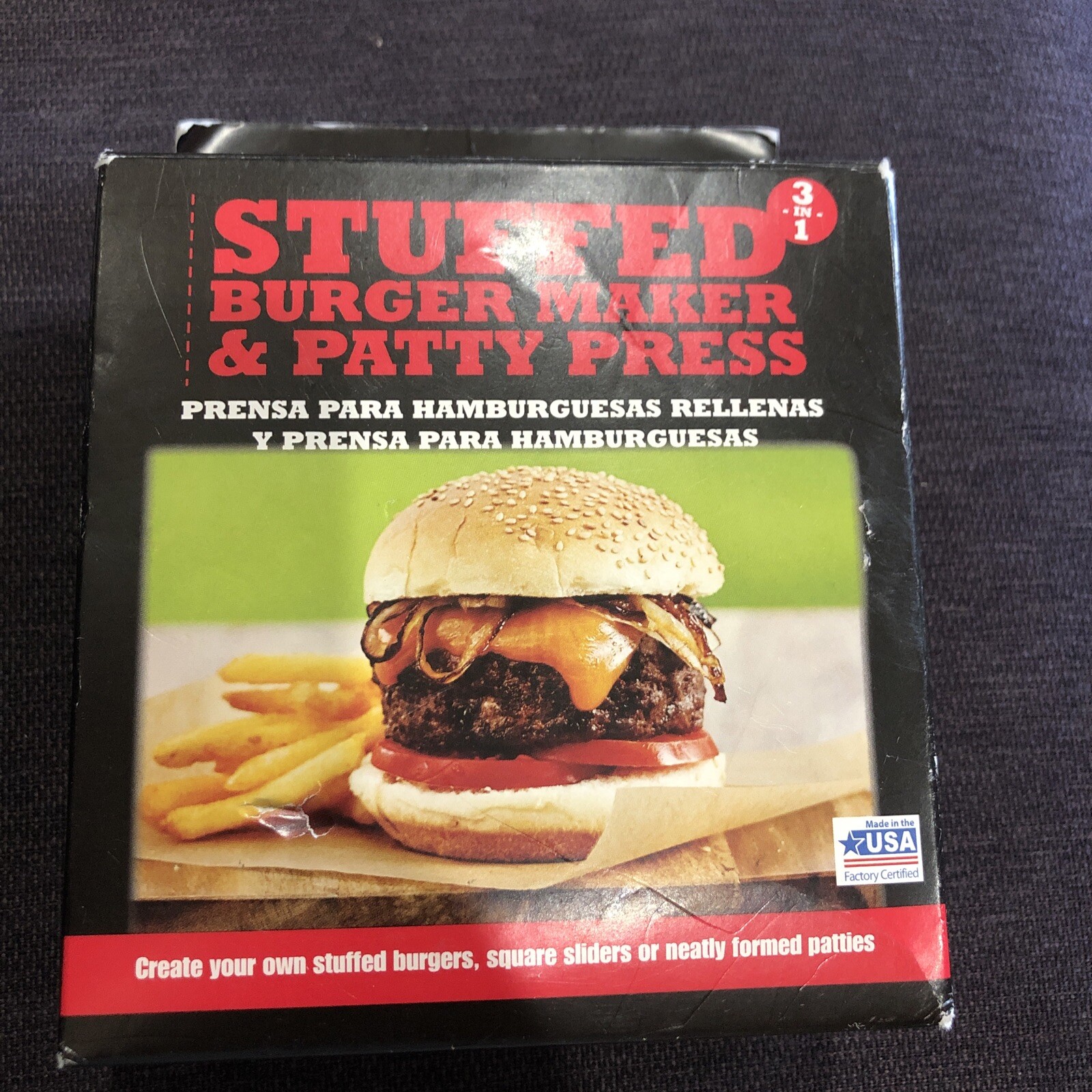 3 In 1 Stuffed Burger Maker & Patty Press (square/ round) USA Made! gallery
