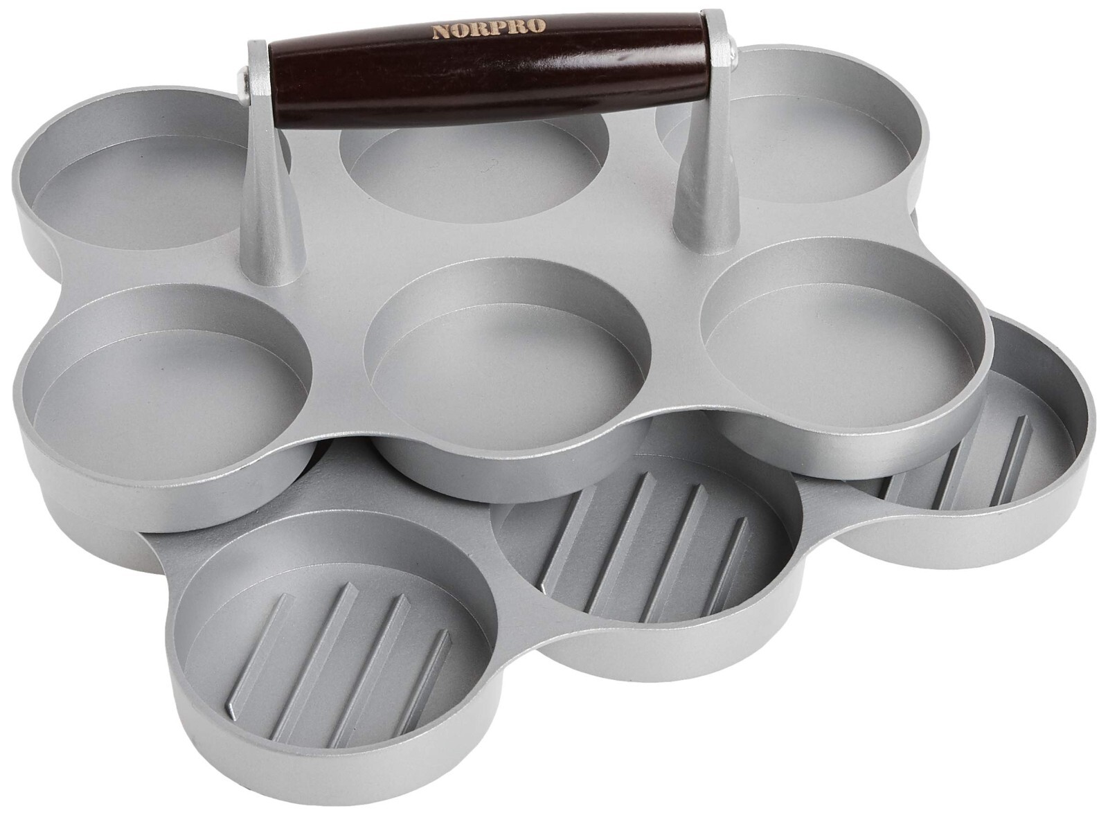 Norpro Mini Burger Press for 6-20oz Sliders, Non Stick Aluminum w/ Wooden Handle gallery