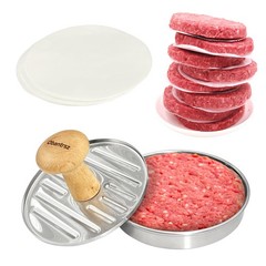 Hamburger Press Patty Maker 5 Inch Stainless Steel NonStick 20 PCS Wax Paper