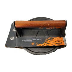 Heavy Duty Cast Iron Grill Press 7 In round Flat Burger Bacon Smasher 7″