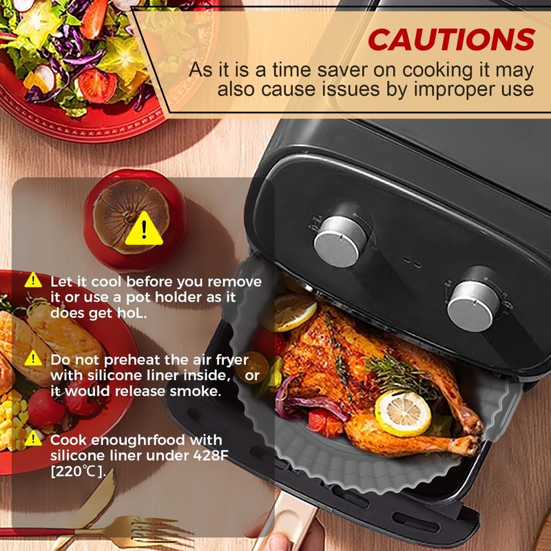 Buauty 3 Pack Air Fryer 7.9*7.9*2 inch, 8" Round 3 Pack: Black+Grey+Brown gallery