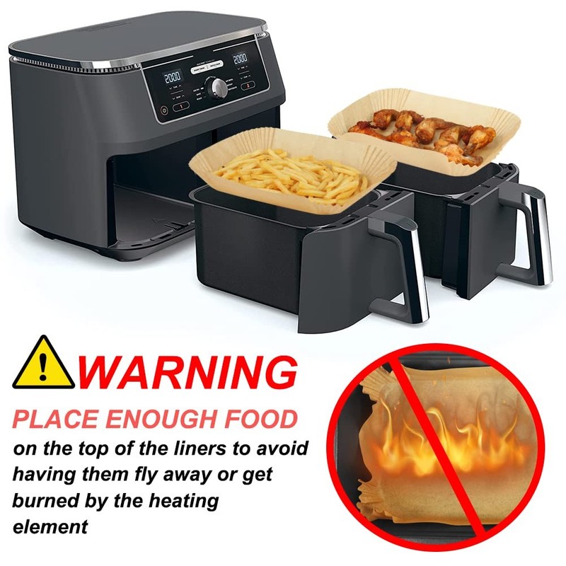 BYKITCHEN Air Fryer Rectangle dual liners-100pcs (6 to 10QT), unbleached gallery