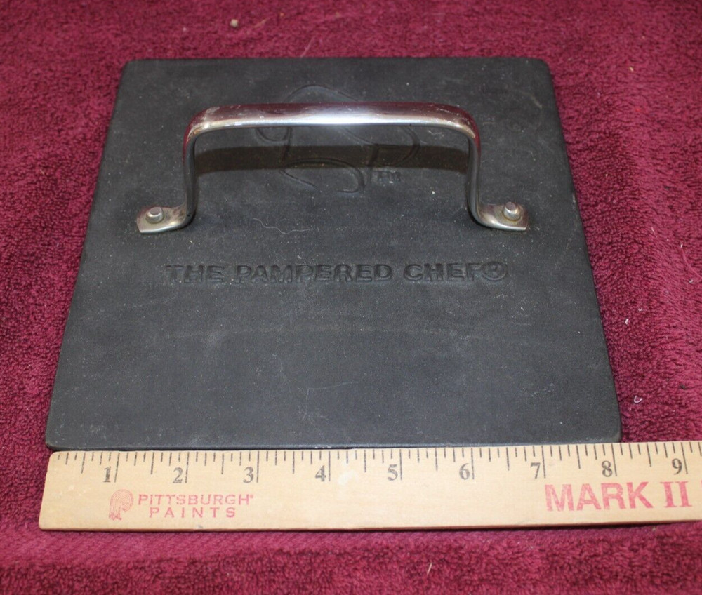 Pampered Chef Cast Iron Square Grill Press