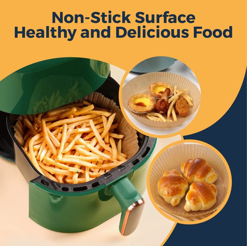 Air Fryer Disposable Paper Liner- 100 Pcs Non Round-6.3''(100 pcs), Natural gallery