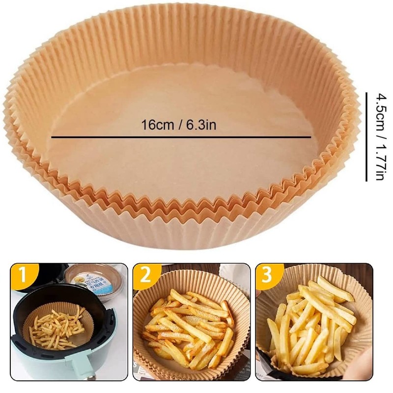 Air Fryer Paper Liners, 100PCS Non-stick Disposable Round-6.3"-100Pcs, gallery