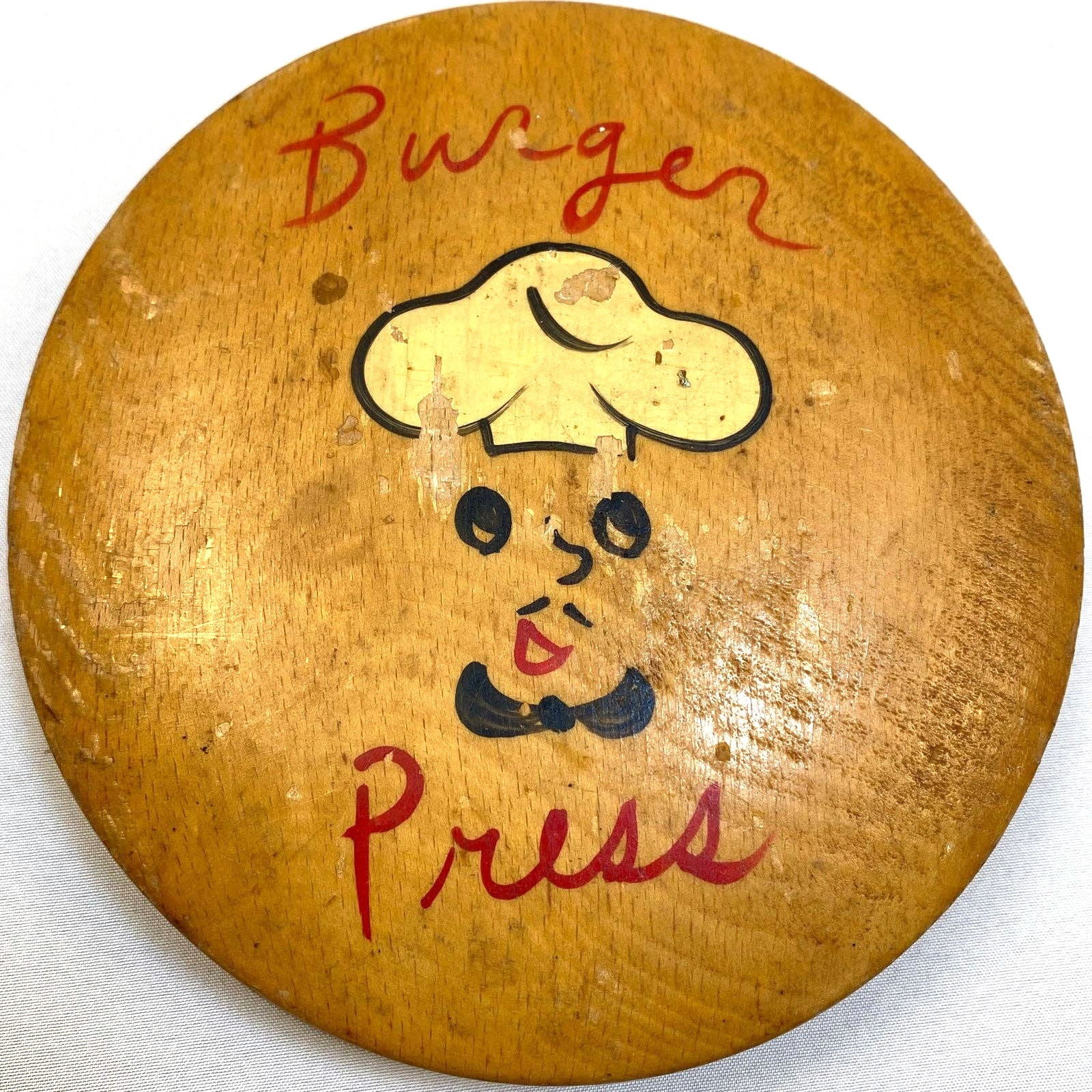 Wooden Burger Press Vintage Made in Japan MCM Retro Decor gallery