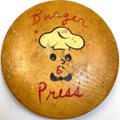 Wooden Burger Press Vintage Made in Japan MCM Retro Decor