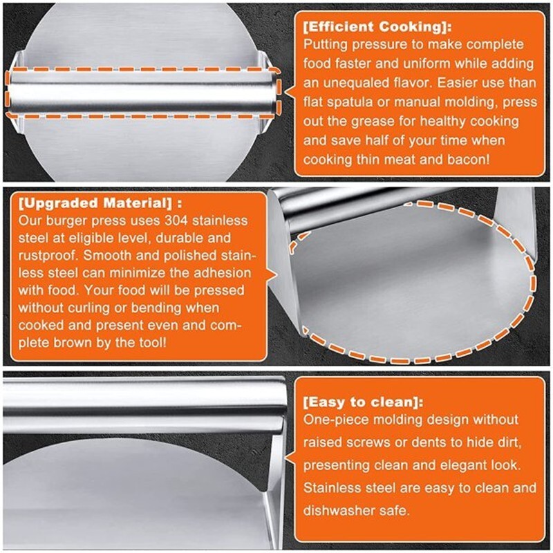 Stainless Steel Smash Burger Press Stuffed Grill Round Shape Patty Cooking Tools gallery