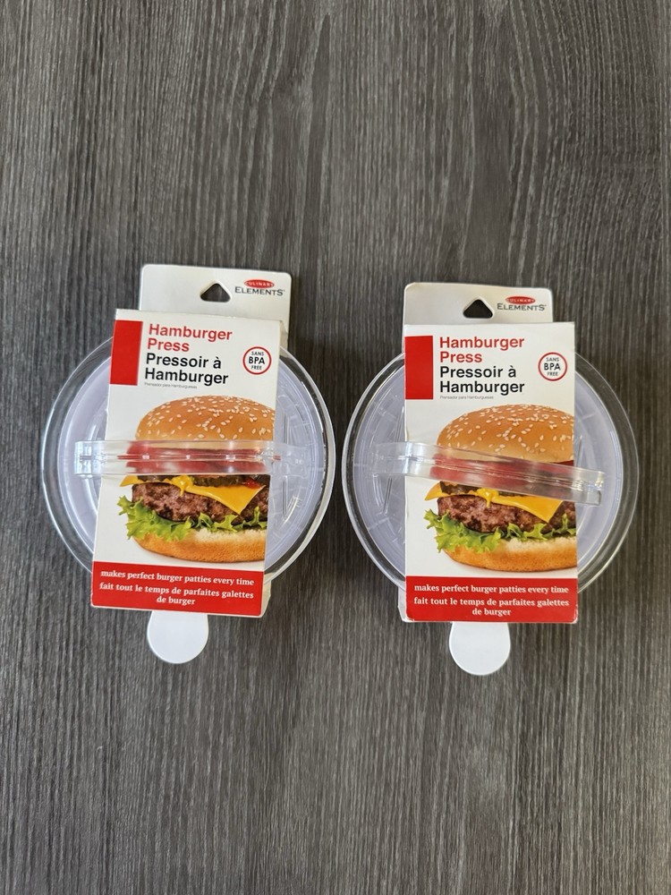 Culinary Elements Pair of Plastic Hamburger Presses Good Living New Old Stock