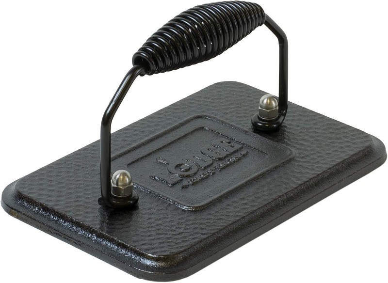 Lodge Pre-Seasoned Cast Iron Grill Press 6.75x4.5 Rectangular Cool-Grip Smash gallery