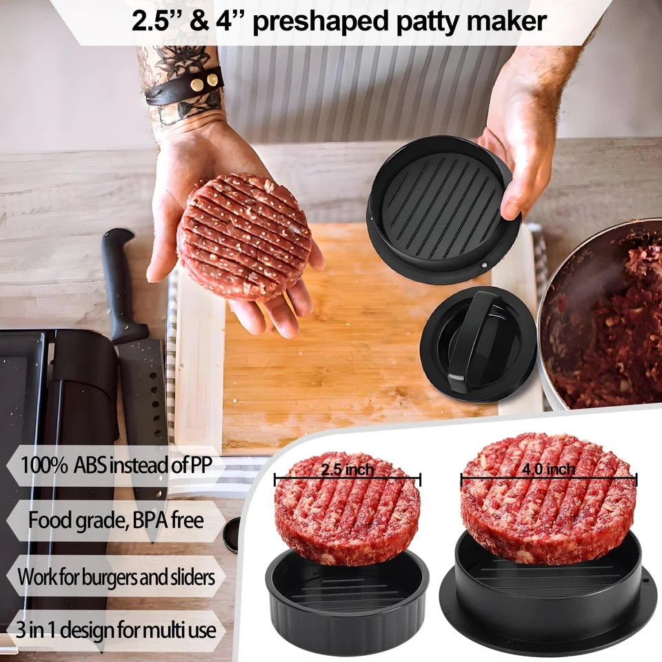 7"Cast Iron Smash Burger Press Hamburger Patty Maker Stainless Steel Spatula gallery