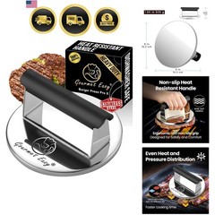 Smash Burger Press Stainless Steel, Burger Smasher for Griddle w/Heat Resista…