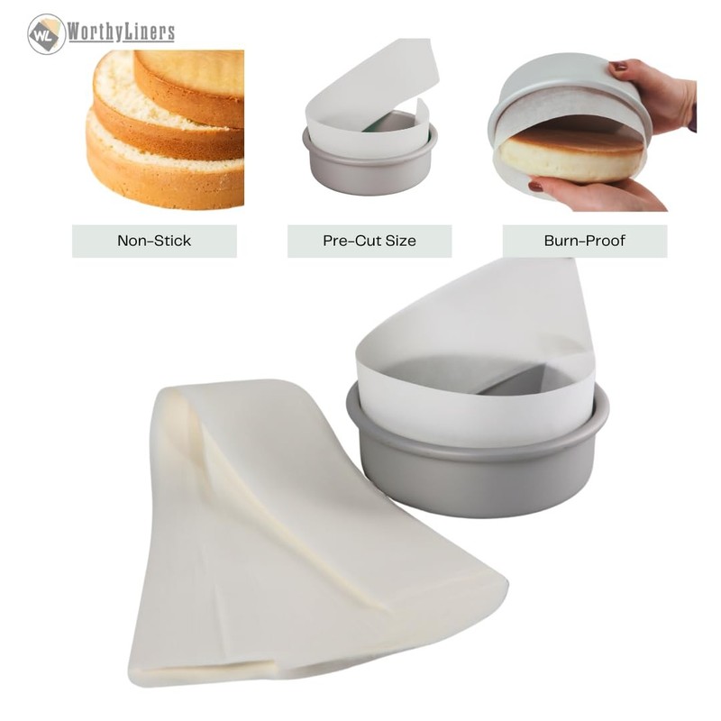 3 X 22 Inches Cake Pan Liner Strips Parchment Paper Baking 3" x 22", White gallery