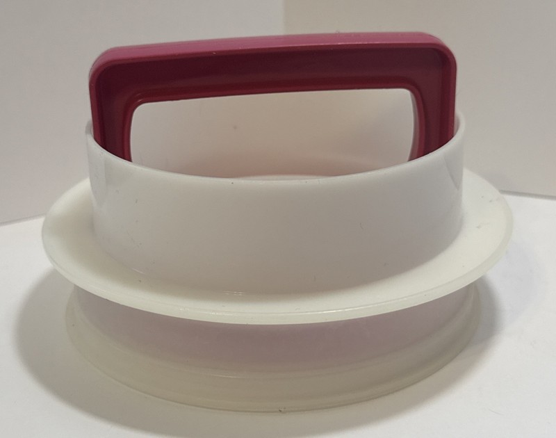 Vintage Tupperware Hamburger Press Lot #1926 Pink Handle 5 Keepers & Ring gallery