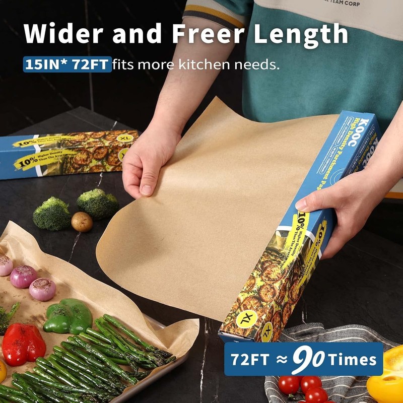 KOOC Premium 72-Feet Parchment Paper Roll - 15 in x 72 ft, XL (15-Inch Width) gallery