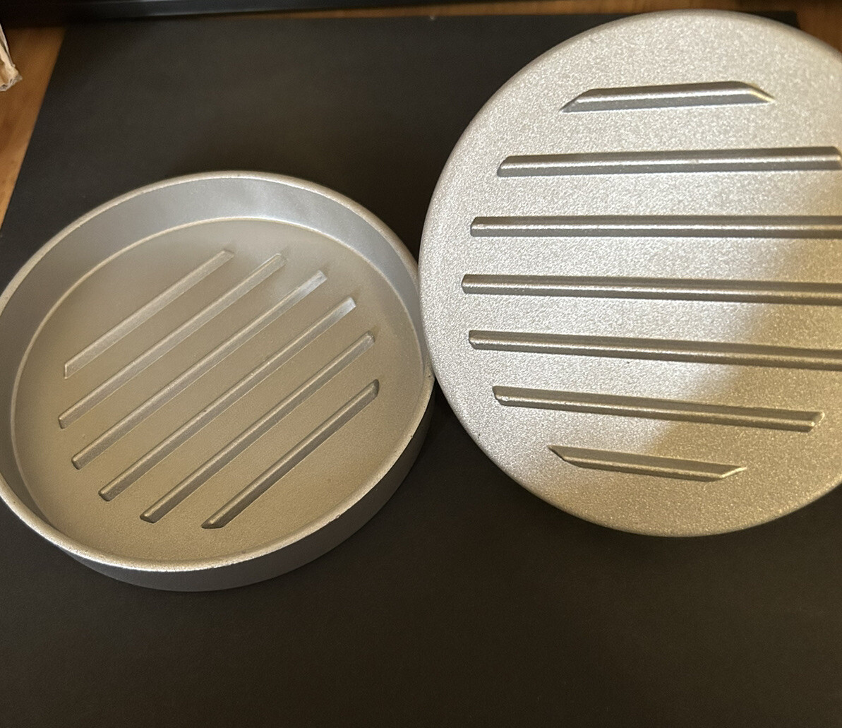 Hamburger Patty Maker - Grill Press Large Round Burger - Removable Wooden Handle gallery