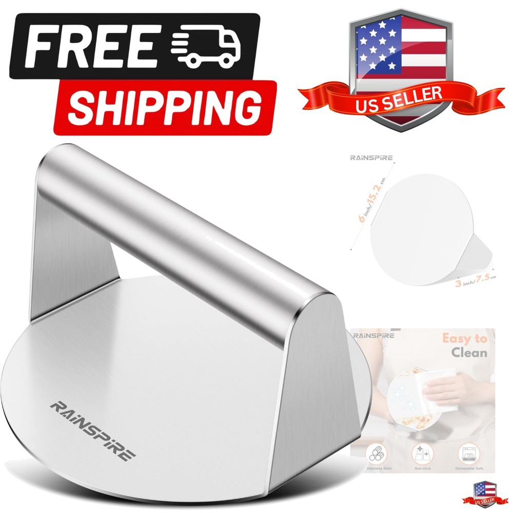 Upgraded 304 Stainless Steel Smash Burger Press 5.5 inch Burger Smasher Hambu...
