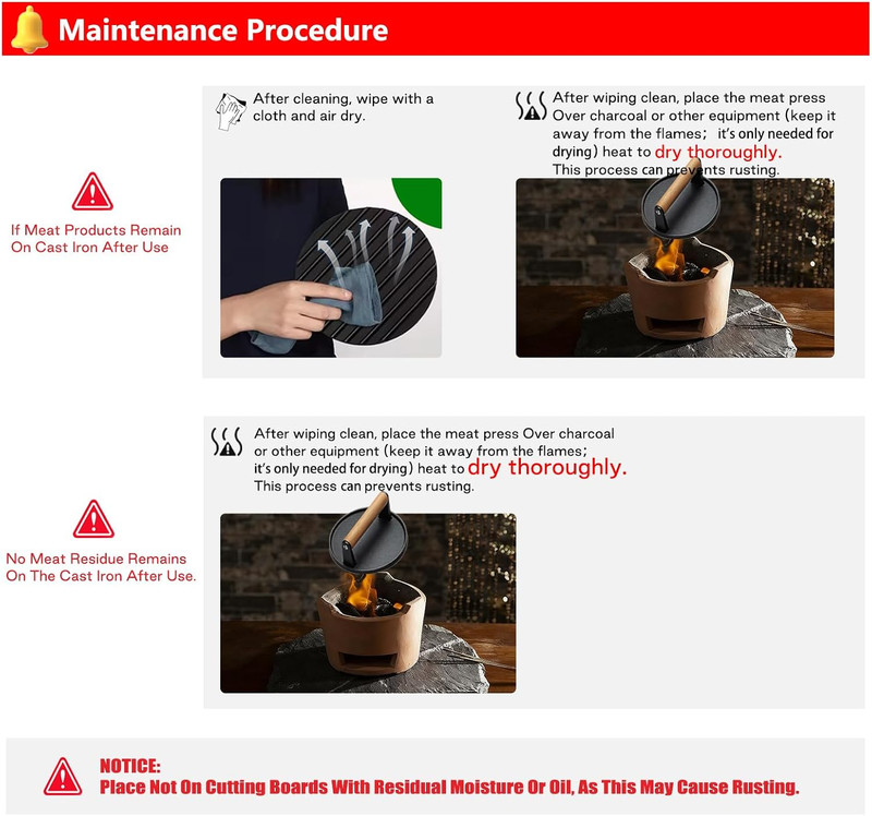 7.9" Cast Iron Hamburger Smasher Tool, Smash Burger Press Kit, Iron Ham Patty Pr gallery