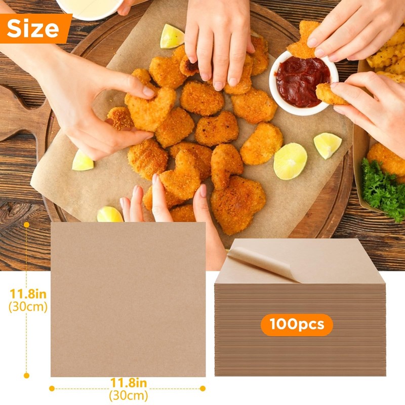 GeeRic Unbleached Waxed Deli Paper Sheets 12 * 12 12*12 inch 100PCS, Kraft gallery