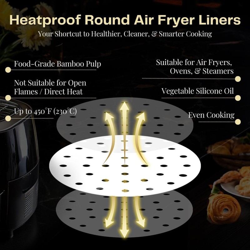 Flexzion 9 Inch 9 (100 Sheet), Suitable for 5.3/ 5.8 Qt Air Fryer gallery